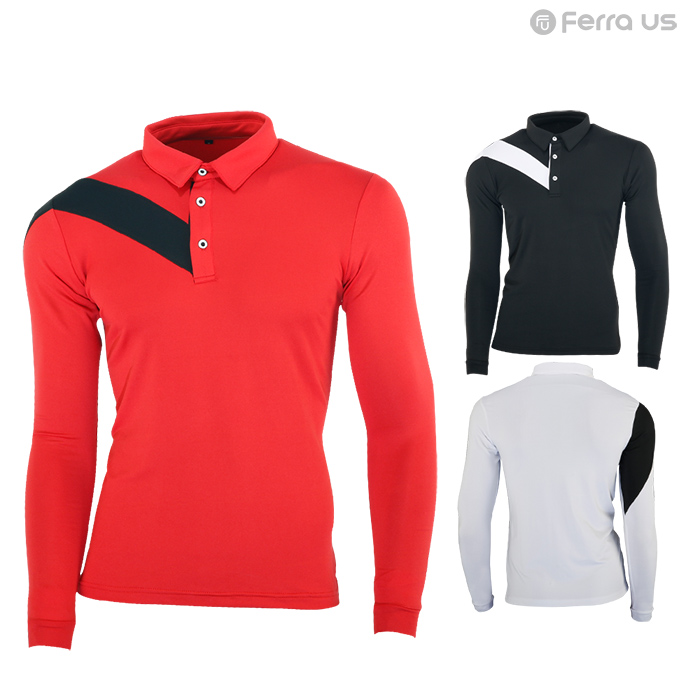 페라어스 남성 골프 사선배색 기모 티셔츠 CTBN2600R9