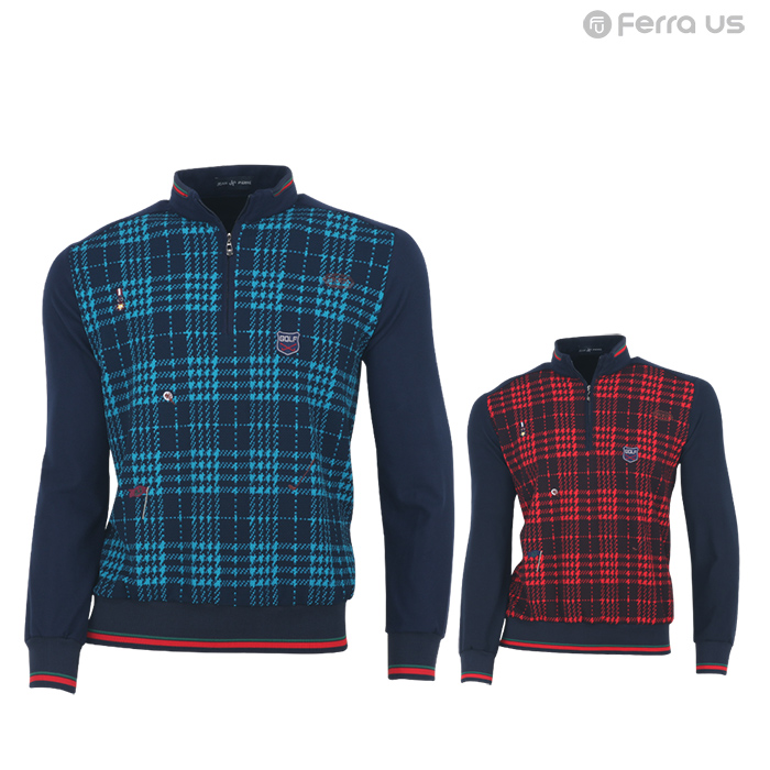 페라어스 남성 골프 컬러배색 체크 티셔츠 CTAJ2032F1