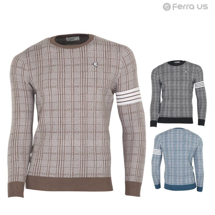 페라어스 남성 글랜체크 패턴 니트 티셔츠 CTYJ2062F1