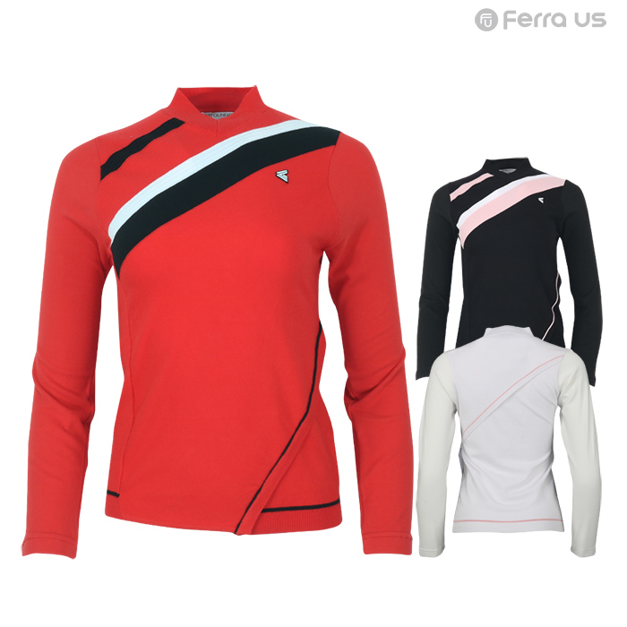 페라어스 여성 골프 사선배색 니트 티셔츠 ATYJ5045W1