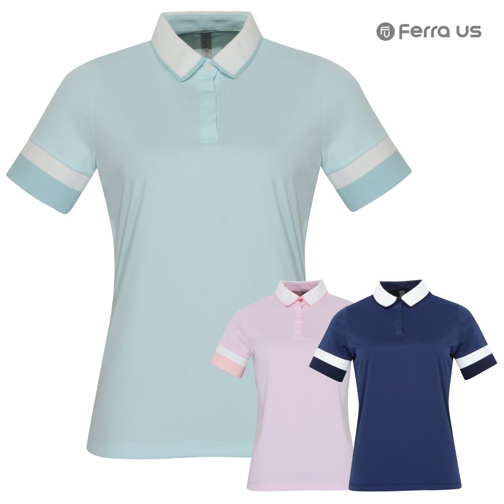 페라어스 여성 모던 카라소매 배색 골프 셔츠 ATM34R5077