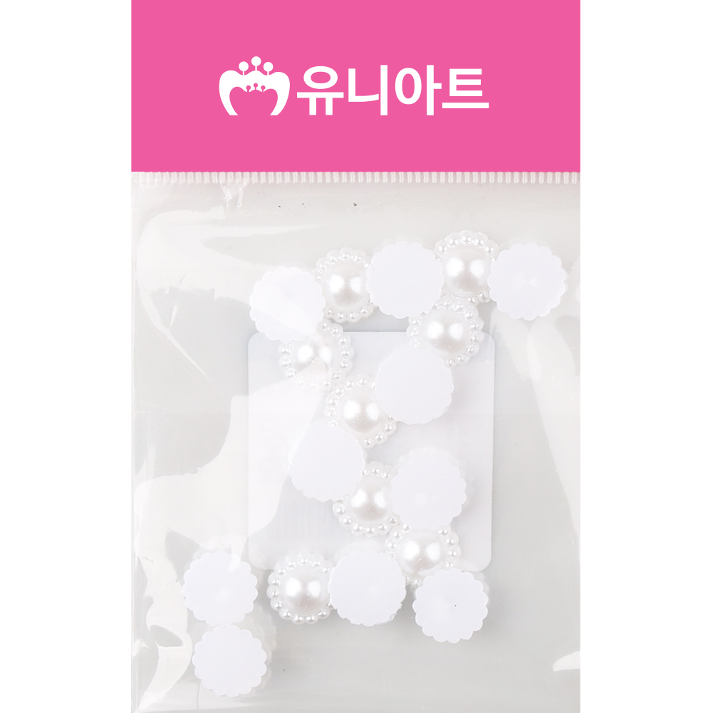[아트공구][유니네1611]1000 반쪽진주 꽃 12mm 흰색